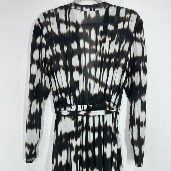 Bella Dahl XS Black White Print Rayon Maxi Dress Button Front Long Sleeve Resort - Picture 12 of 14
